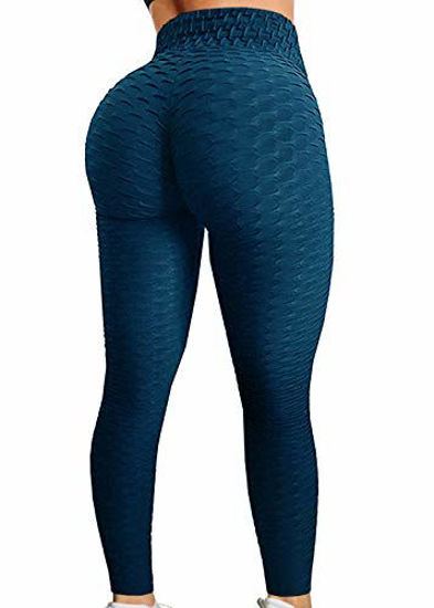 A AGROSTE Womens High Waist Yoga Pants Tummy Control Workout Ruched Butt  Lifting Stretchy Leggings Textured Booty Tights