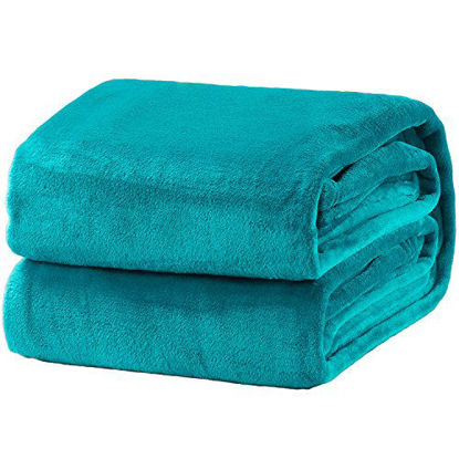 Picture of Bedsure Fleece Blanket Queen Size Teal Lightweight Super Soft Cozy Luxury Bed Blanket Microfiber