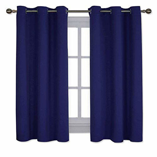 Picture of NICETOWN All Season Thermal Insulated Solid Grommet Top Blackout Curtains/Drapes/Panels for Kid's Room (Navy Blue, 1 Pair, 42 x 63 Inch)