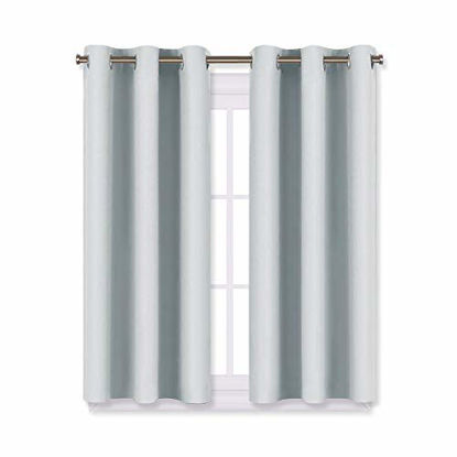 Picture of NICETOWN Room Darkening Draperies Curtains Panels, Window Treatment Thermal Insulated Grommet Room Darkening Curtains/Drapes for Bedroom (2 Panels, 29 by 45, Platinum-Greyish White)