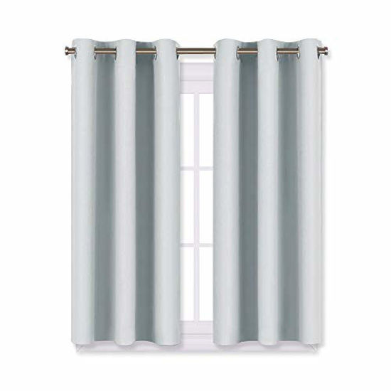 Picture of NICETOWN Room Darkening Draperies Curtains Panels, Window Treatment Thermal Insulated Grommet Room Darkening Curtains/Drapes for Bedroom (2 Panels, 29 by 45, Platinum-Greyish White)