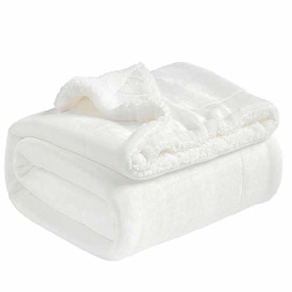 Picture of BEDSURE Sherpa Fleece Blanket Twin Size White Plush Throw Blanket Fuzzy Soft Blanket Microfiber