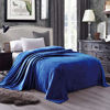 Picture of Exclusivo Mezcla Twin Size Flannel Fleece Velvet Plush Bed Blanket as Bedspread/Coverlet/Bed Cover (60" x 80", Cobalt Blue) - Soft, Lightweight, Warm and Cozy