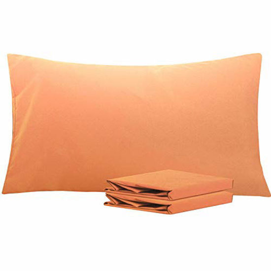 Picture of NTBAY King Pillowcases Set of 2, 100% Brushed Microfiber, Soft and Cozy, Wrinkle, Fade, Stain Resistant with Envelope Closure, 20 x 40 Inches, Pale Orange