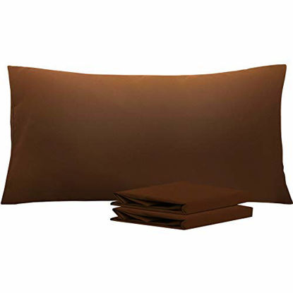 Picture of NTBAY King Pillowcases Set of 2, 100% Brushed Microfiber, Soft and Cozy, Wrinkle, Fade, Stain Resistant with Envelope Closure, 20 x 40 Inches, Brown