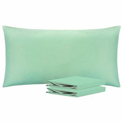 Picture of NTBAY King Pillowcases Set of 2, 100% Brushed Microfiber, Soft and Cozy, Wrinkle, Fade, Stain Resistant with Envelope Closure, 20 x 40 Inches, Sea Green