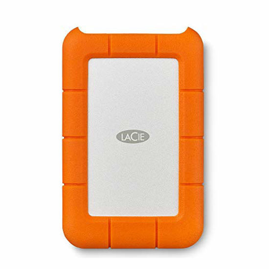 Picture of LaCie Rugged Mini 1TB External Hard Drive Portable HDD - USB 3.0 USB 2.0 compatible, Drop Shock Dust Rain Resistant Shuttle Drive, For Mac And PC Computer Desktop Workstation PC Laptop (LAC301558), Orange