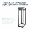 Picture of StarTech.com 42U Open Frame Server Rack - 4 Post Adjustable Depth (22" to 40") Network Equipment Rack w/ Casters/Levelers/Cable Management (4POSTRACK42),Black