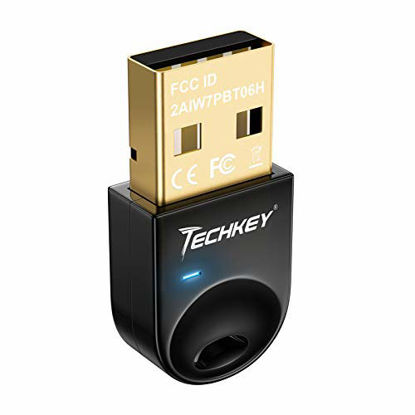 Picture of Techkey USB Bluetooth 4.0 Adapter Dongle for PC Laptop Computer Desktop Stereo Music, Skype Call, Keyboard, Mouse, Support All Windows 10 8.1 8 7 XP Vista