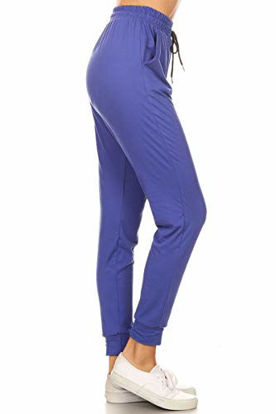 Picture of Leggings Depot JGA128-ROYALBLUE-L Solid Jogger Track Pants w/Pockets, Large