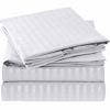 Picture of Mellanni Striped Bed Sheet Set - Brushed Microfiber 1800 Bedding - Wrinkle, Fade, Stain Resistant - 4 Piece (Queen, Striped - White)