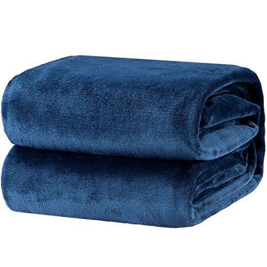Picture of Bedsure Fleece Blanket Throw Size Navy Lightweight Super Soft Cozy Luxury Bed Blanket Microfiber