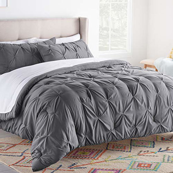 Picture of LINENSPA All- Season Hypoallergenic - Plush Microfiber Fill - Machine Washable Alternative Comforter, Twin XL, Gray Pinch Pleat