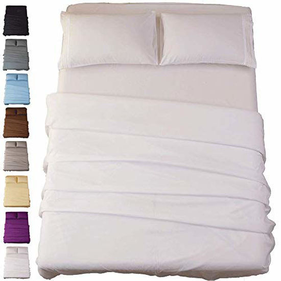 Picture of SONORO KATE Bed Sheet Set Super Soft Microfiber 1800 Thread Count Luxury Egyptian Sheets 18-Inch Deep Pocket Wrinkle and Hypoallergenic-3 Piece(Twin XL White)