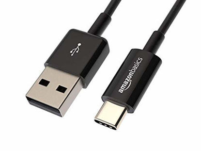 Picture of Amazon Basics USB Type-C to USB-A 2.0 Male Charger Cable, 3 Feet (0.9 Meters), Black