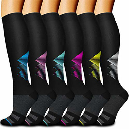 Picture of Copper Compression Socks Women & Men(6 Pairs) - Best for Running,Sports,Hiking,Flight Travel,Pregnancy