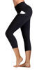 Picture of IUGA High Waist Yoga Pants with Pockets, Tummy Control, Workout Pants for Women 4 Way Stretch Yoga Leggings with Pockets (Capri 7881 Black, Small)