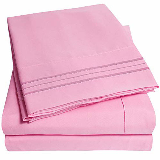 Picture of 1500 Supreme Collection Bed Sheet Set - Extra Soft, Elastic Corner Straps, Deep Pockets, Wrinkle & Fade Resistant Hypoallergenic Sheets Set, Luxury Hotel Bedding, Full, Pink