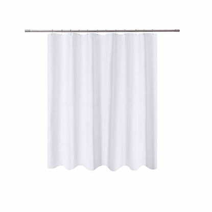 Picture of N&Y HOME Short Fabric Shower Curtain Liner 72 x 65 Shorter Length, Hotel Quality, Washable, Water Repellent, White Bathroom Curtains with Grommets, 72x65