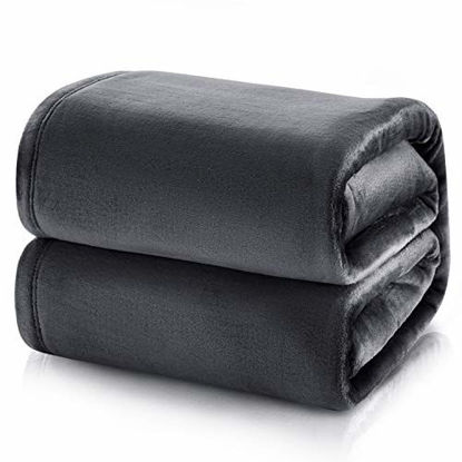 Picture of Bedsure Fleece Blanket Twin Size Dark Grey Lightweight Blanket Super Soft Cozy Microfiber Blanket