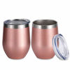 Picture of SUNWILL Insulated Wine Tumbler with Lid Rose Gold 2 pack, Double Wall Stainless Steel Stemless Insulated Wine Glass 12oz, Durable Insulated Coffee Mug, for Champaign, Cocktail, Beer, Office