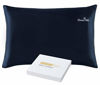 Picture of ZIMASILK 100% Mulberry Silk Pillowcase for Hair and Skin,with Hidden Zipper,Both Sides 19 Momme Silk, Silk Bordure Hemming with Embroidered Logo,1pc(Queen 20''x30'',Dark Blue -Gift Box)