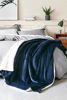 Picture of Bedsure Sherpa Fleece Blanket King Size(Not Electrical) Navy Blue Plush Blanket Fuzzy Soft Blanket Microfiber