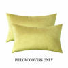 Picture of MIULEE Pack of 2 Velvet Pillow Covers Decorative Square Pillowcase Soft Solid Cushion Case for Sofa Bedroom Car 12 x 20 Inch Chartreuse Green