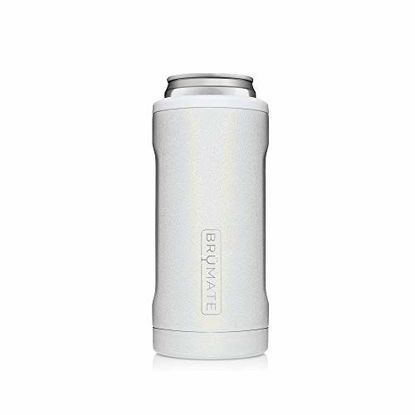 Picture of BrüMate Hopsulator Slim Double-Walled Stainless Steel Insulated Can Cooler for 12 Oz Slim Cans (Glitter White)