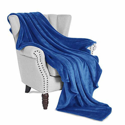 Picture of Exclusivo Mezcla Flannel Fleece Velvet Plush Soft Throw Blanket - 50" x 60" ( Cobalt Blue)