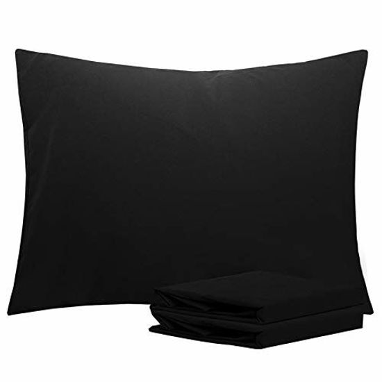 Picture of NTBAY Standard Pillowcases Set of 2, 100% Brushed Microfiber, Soft and Cozy, Wrinkle, Fade, Stain Resistant with Envelope Closure, 20 x 26 Inches, Black