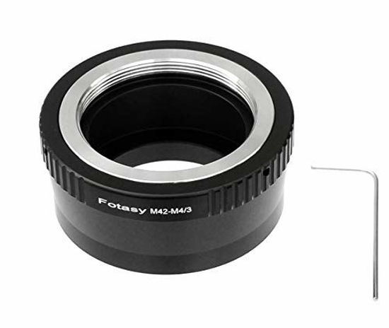 Picture of Fotasy Adjustable M42 Lens to M43 Adapter, 42mm screw Mount to MFT, fits Olympus E-PL8 E-PL9 E-M1 E-M5 E-M10 I II III E-PM2 E-PM1 Pen-F E-M1X/ Panasonic G7 G9 GF8 GH5 GX7 GX8 GX9 GX85 GX80 G90 G91