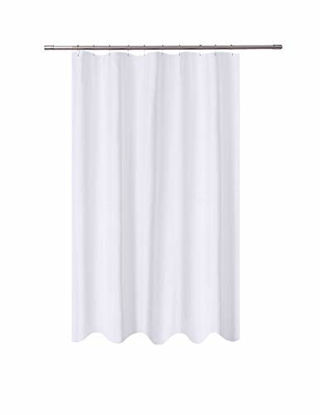 Picture of N&Y HOME Fabric Shower Curtain Liner 54 x 78 inches Bath Stall Size, Hotel Quality, Washable, Water Repellent, White Spa Bathroom Curtains with Grommets, 54x78