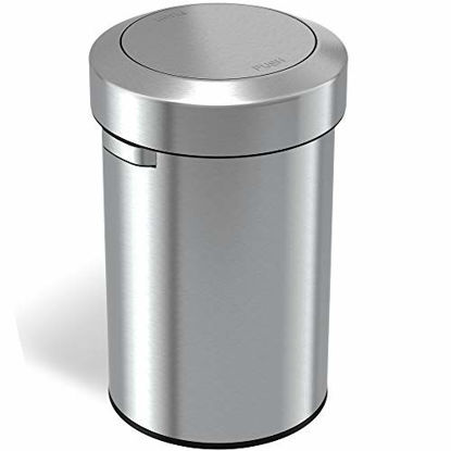 Picture of iTouchless Titan 17 Gallon Swing Open Trash Can, Stainless Steel Self-Balance Flip Top Lid Commercial Grade 64 Liter Garbage Can is Perfect for Business, Restaurant, Office and Kitchen