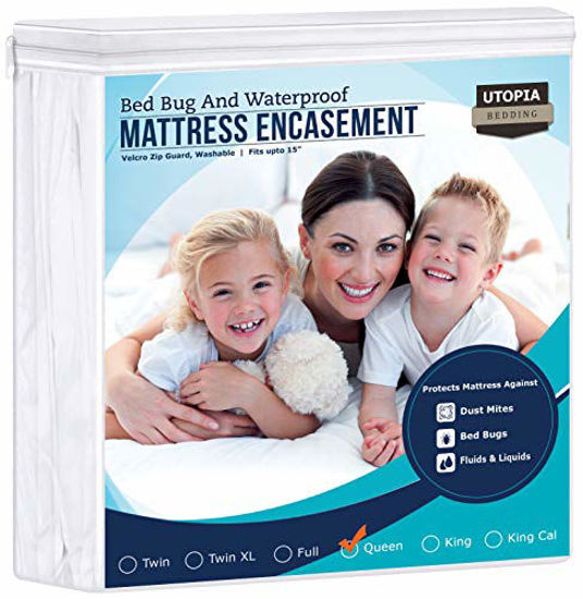 Picture of Utopia Bedding Zippered Mattress Encasement - Waterproof Mattress Protector (Queen)