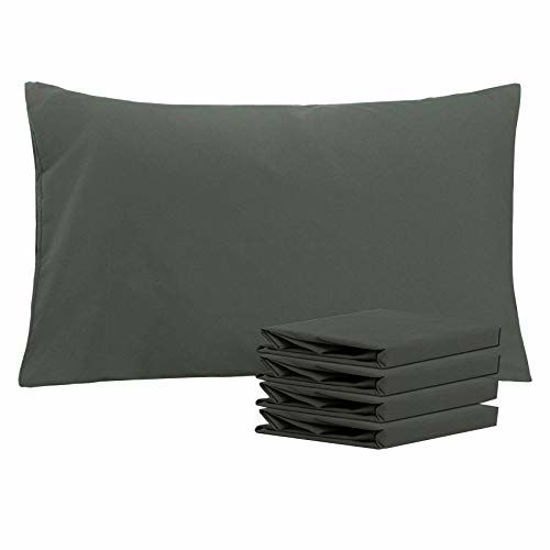 Picture of NTBAY 100% Brushed Microfiber Pillowcases Set of 4, Soft and Cozy, Wrinkle, Fade, Stain Resistant, 20"x 30", Dark Grey