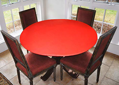 Picture of Covers For The Home Deluxe Elastic Edged Flannel Backed Vinyl Fitted Table Cover - Red Pattern - Small Round - Fits Tables up to 40" - 44" Diameter