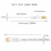 Picture of Jadaol Cat 7 Ethernet Cable 100 ft Shielded, Solid Flat Internet Network Computer patch cord, faster than Cat5e/cat6 network, Slim Long durable High Speed RJ45 Lan Wire for Router, Modem, Xbox - White