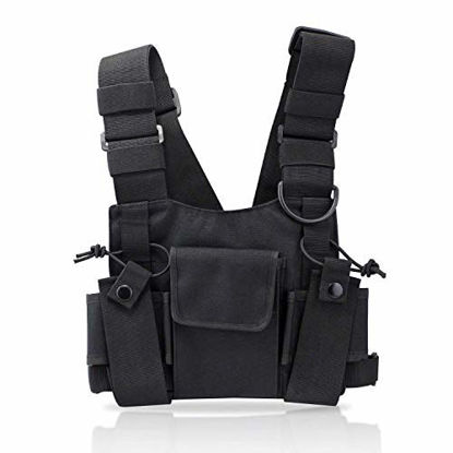 Picture of abcGoodefg Radio Chest Harness Chest Front Pack Pouch Holster Vest Rig for Two Way Radio Walkie Talkie(Rescue Essentials) (Black)