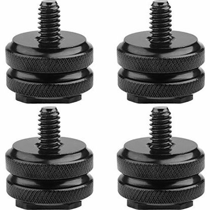 Picture of Camera Hot Shoe Mount to 1/4"-20 Tripod Screw Adapter,Flash Shoe Mount for DSLR Camera Rig (Pack of 4)