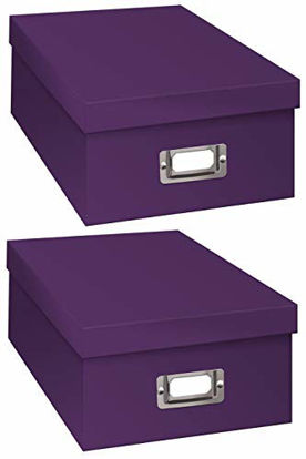 Picture of Pioneer B-1 Photo / Video Storage Box - Holds over 1,100 Photos up to 4x6&quot; or 10 VHS Videos, Solid Color: Bright Purple. TWO PACK.