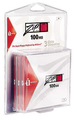 Picture of Iomega Zip Disk 100MB 3 Pack Formatted for PC in Clamshell Package (Discontinued by Manufacturer)