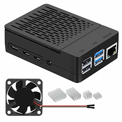 Picture of Raspberry Pi 4 Case, iUniker Raspberry Pi 4 Fan ABS Case with Cooling Fan, Raspberry Pi 4 Heatsink, Simple Removable Top Cover for Pi 4 Model B/ 4B