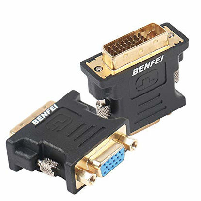 Picture of DVI-I to VGA Adapter, Benfei 2 Pack DVI 24+5 to VGA Male to Female Adapter with Gold Plated Cord