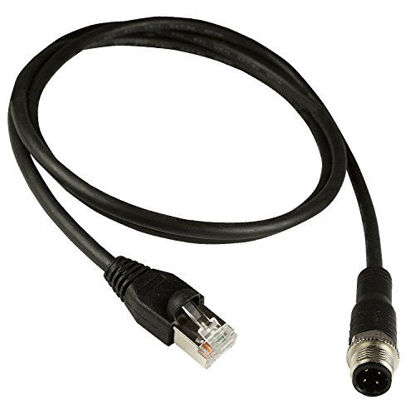 Picture of ASI ASI-M12-RJ45-11103 M12 4 Position D-Coded Male to RJ45 Male Shielded Cable Assembly, Cat5e SFTP 24 AWG with Black PUR Jacket, 3 m