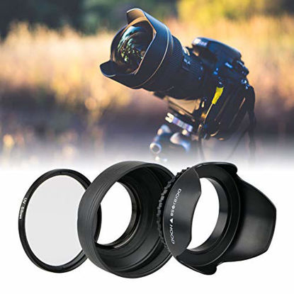 Picture of EEEKit 58mm Hard Lens Hood + 58mm Soft Lens Hood + 58mm UV Filter Lens Kit for Canon Rebel T7i T6S T6i T6 T5i T5 T4i T3i T3 T2i T1i XT XTi XSi SL1
