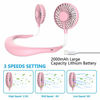 Picture of Hand Free Mini USB Personal Fan - Rechargeable Portable Headphone Design Wearable Neckband Fan3 Level Air Flow7 LED Lights360 Degree Free Rotation Perfect for Sports, Office and Outdoor (Pink)