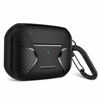 Picture of MOBOSI Net Series Silicone Airpods Pro Case Cover for AirPods Pro, Full-Body Rugged Shock Absorbing Protective Carabiner Compatible with Airpod Pro Wireless Charging, Black [Front LED Visible]