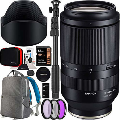 Picture of Tamron 70-180mm F/2.8 Di III VXD Sony E-Mount Lens A056 for Full Frame Mirrorless & APS-C Cameras Bundle with Deco Gear Photography Backpack Case + 67mm Filter Kit + 64GB Card + Monopod + Accessories