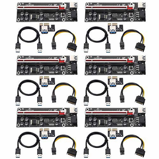 Picture of BEYIMEI PCI-E1X to 16X Riser Card Extension Cable, with 0.6 m USB 3.0 Extension Cable & 6PIN SATA Power Cable - GPU Extender Riser Card - Ethereum Mining ETH (6 Pieces)